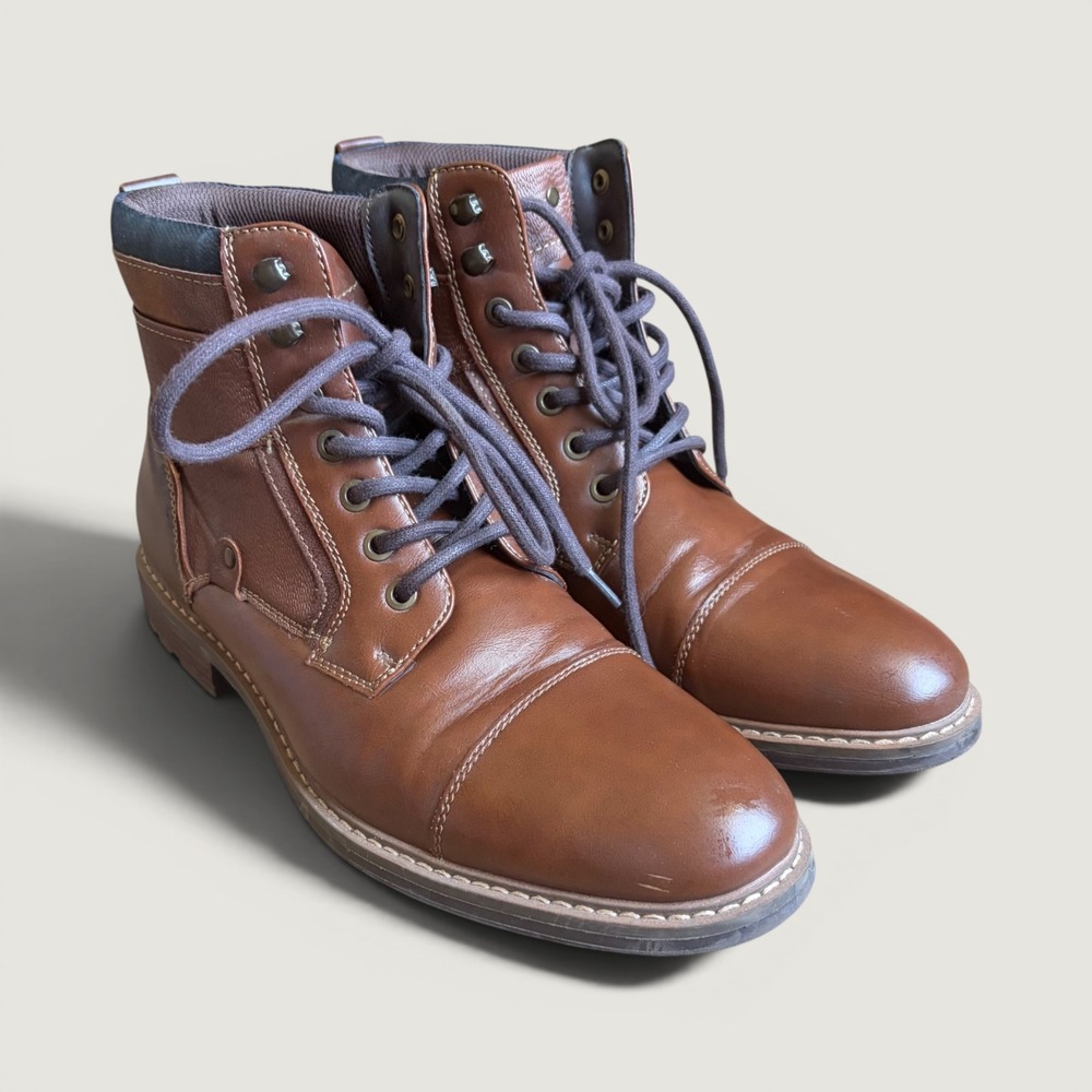 Sonoma Goods for Life Graham Cognac Brown Cap Toe Lace Up Boots Mens 10.5